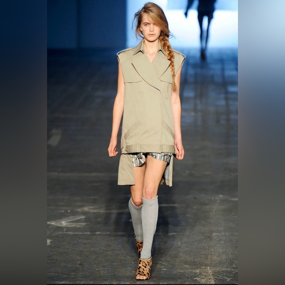 Alexander Wang khaki Sleeveless Longline TRENCH Vest